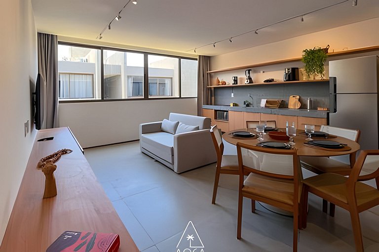 Flat Pistachio em Condo Resort a 50 metros do Mar