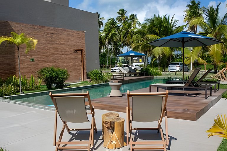 Flat Pistachio em Condo Resort a 50 metros do Mar