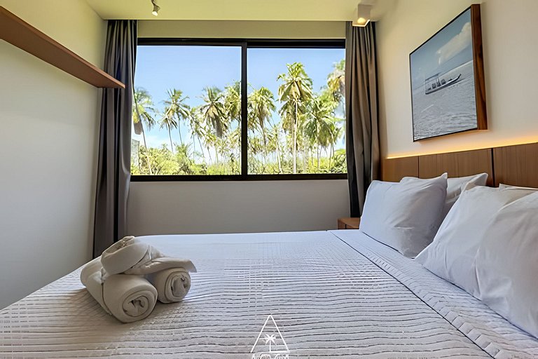 Flat Pistachio em Condo Resort a 50 metros do Mar