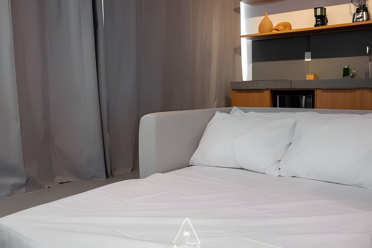 Flat Pistachio em Condo Resort a 50 metros do Mar