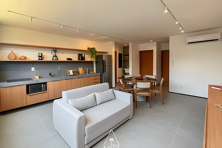 Flat Pistachio em Condo Resort a 50 metros do Mar