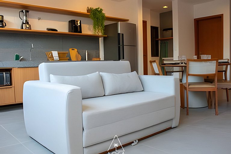 Flat Pistachio em Condo Resort a 50 metros do Mar