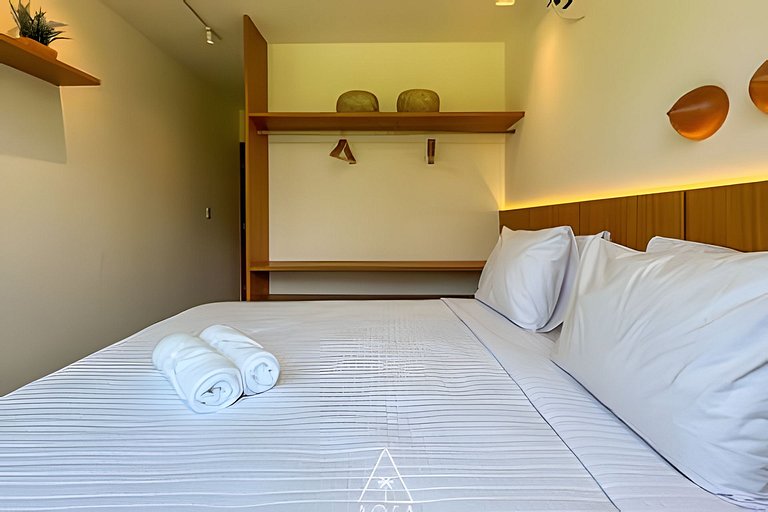 Flat Pistachio em Condo Resort a 50 metros do Mar