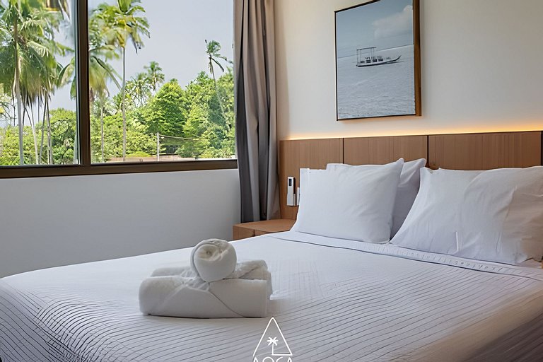 Flat Pistachio em Condo Resort a 50 metros do Mar