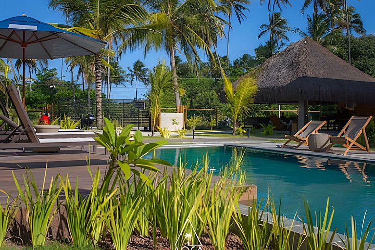 Flat Pistachio em Condo Resort a 50 metros do Mar