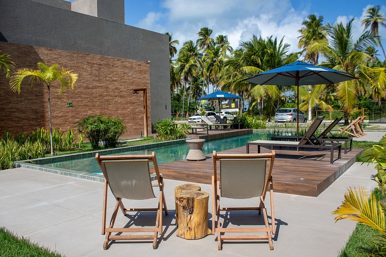 Flat Pistachio em Condo Resort a 50 metros do Mar