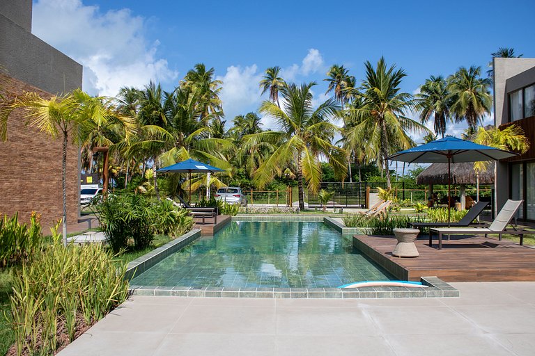 Flat Pistachio em Condo Resort a 50 metros do Mar