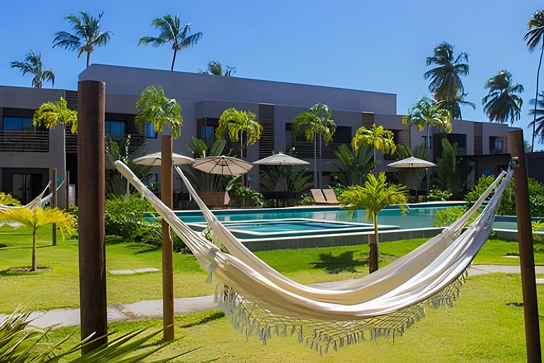Studio frente Piscina em Condo Resort no Patacho