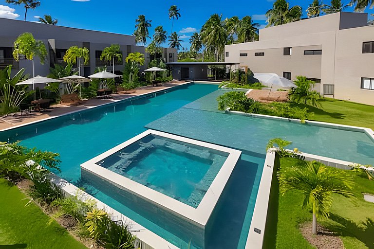 Studio frente Piscina em Condo Resort no Patacho