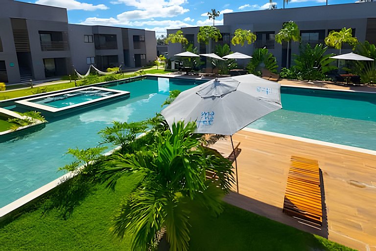 Studio frente Piscina em Condo Resort no Patacho
