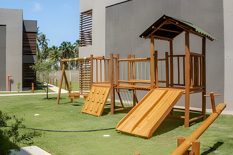 Studio frente Piscina em Condo Resort no Patacho