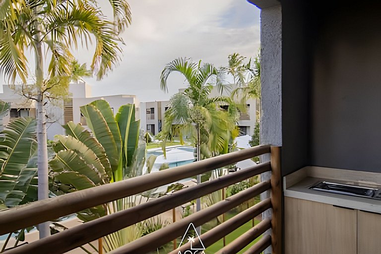 Studio frente Piscina em Condo Resort no Patacho