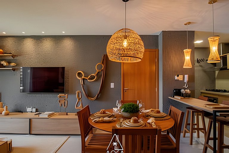 Flat Refúgio do Mar | 2Q | Vista Única da Piscina