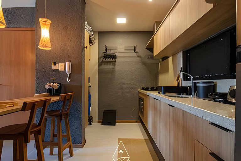 Flat Refúgio do Mar | 2Q | Vista Única da Piscina